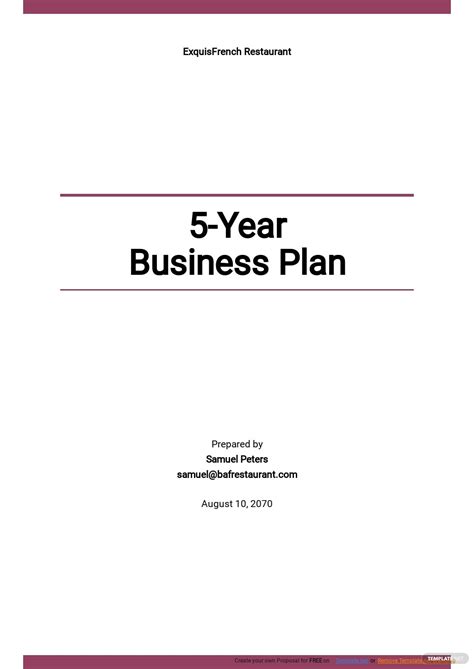 5 Year Business Plan Template Excel